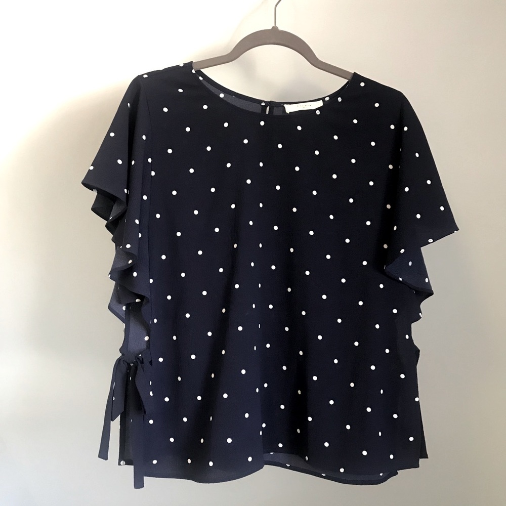 Polka Dot Side Tie Blouse